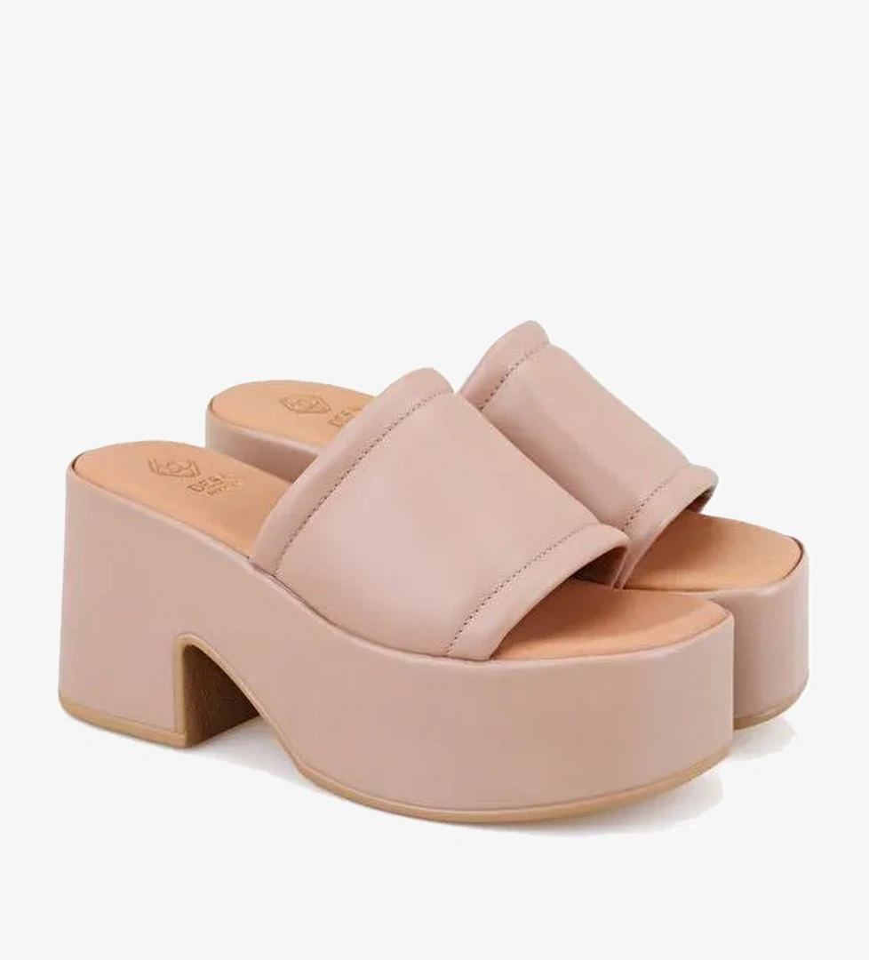 Desa Desa Kadın Pembe Kalın Topuklu Deri Terlik Boyner'de! Pembe - 1. görsel