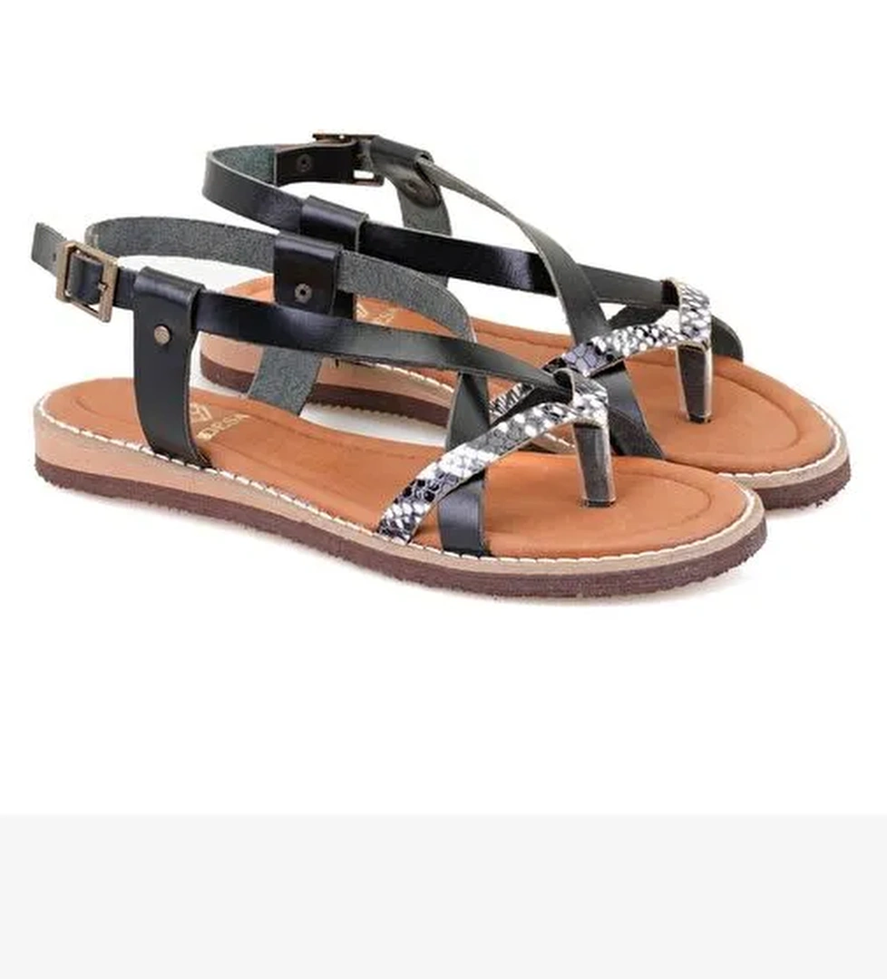 Desa Desa Kadın Siyah Ayarlanabilir Tokalı Deri Sandalet Boyner'de! Siyah - 1. görsel