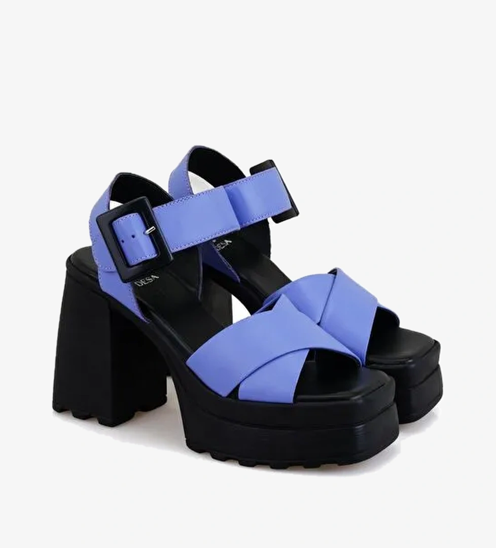 Desa Desa Kadın Mor Platform Topuklu Deri Sandalet Boyner'de! Mor - 1. görsel