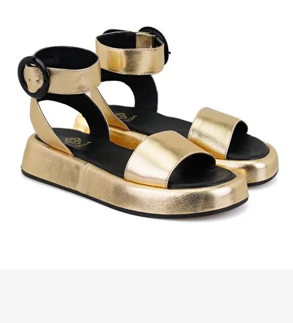 Desa Desa Kadın Altın Ayarlanabilir Tokalı Deri Sandalet Boyner'de! Altın - 1. görsel