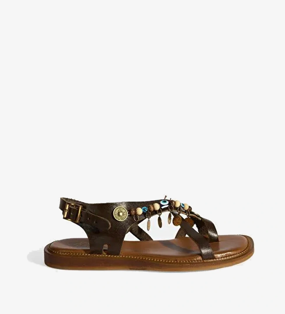 Desa Desa Kahverengi Kahve Kadın Toka Detaylı Aksesuarlı Deri Sandalet Boyner'de! Kahverengi - 1. görsel