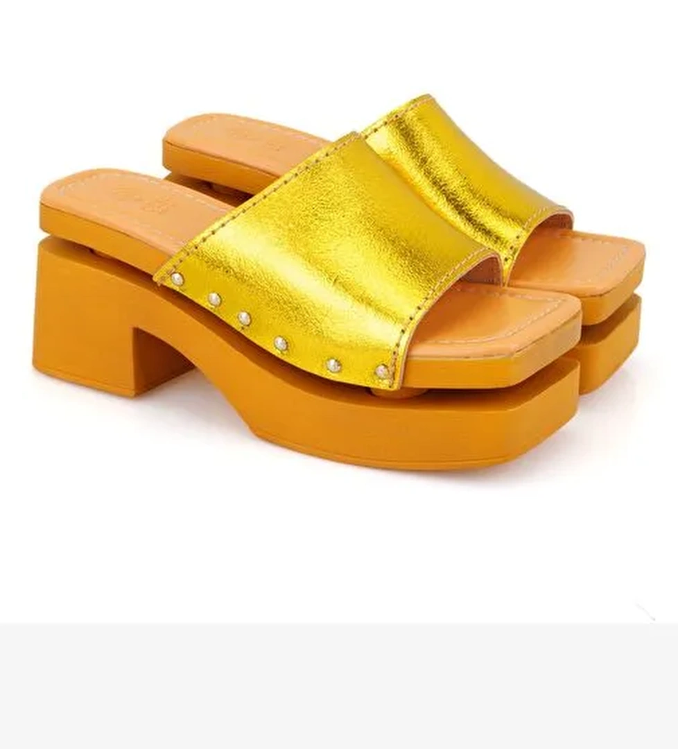 Desa Desa Kadın Sarı Topuklu Deri Terlik Boyner'de! Sarı - 1. görsel