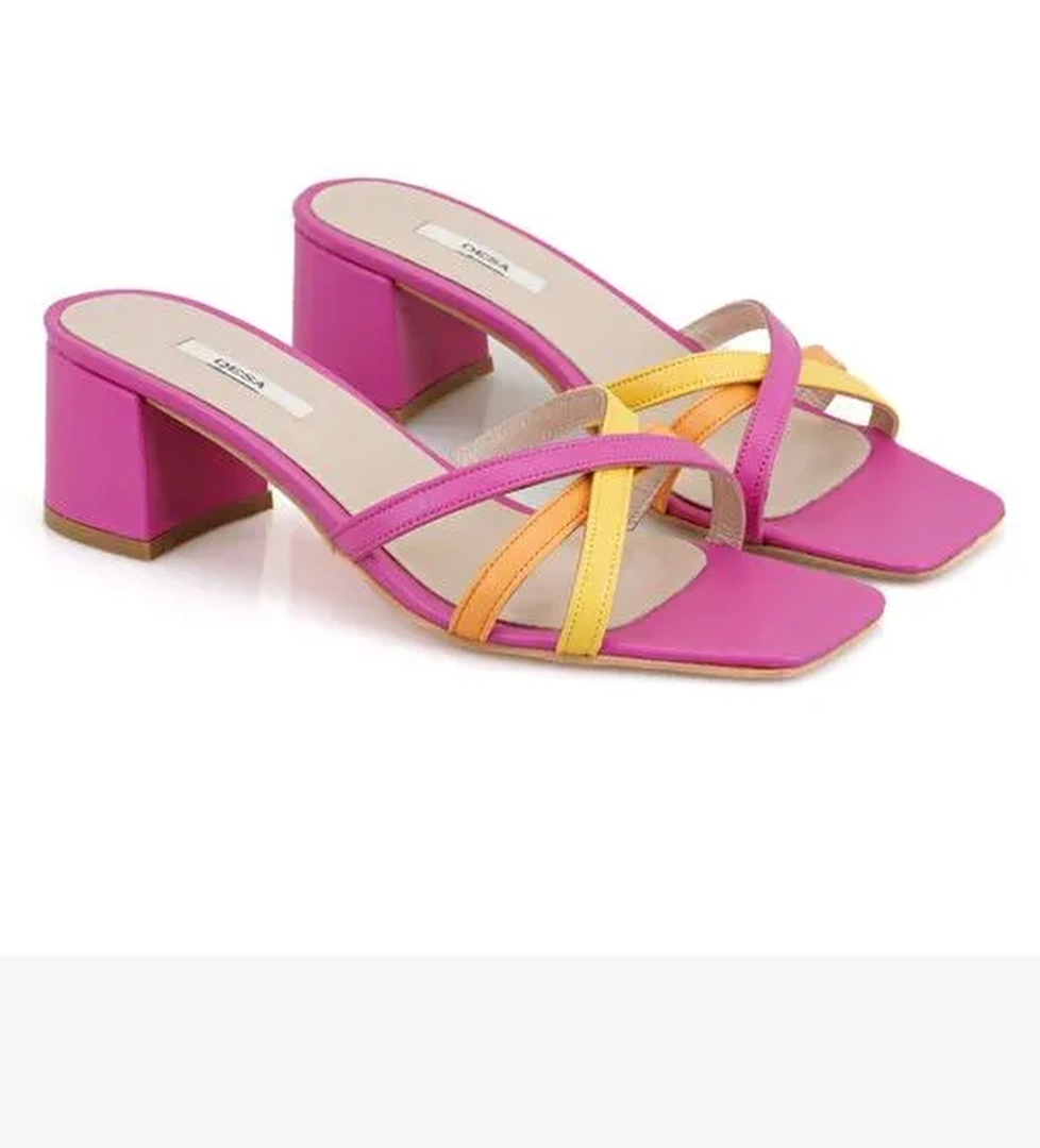 Desa Desa Çok Renkli Kadın Pembe Topuklu Deri Terlik Boyner'de! Çok Renkli - 1. görsel