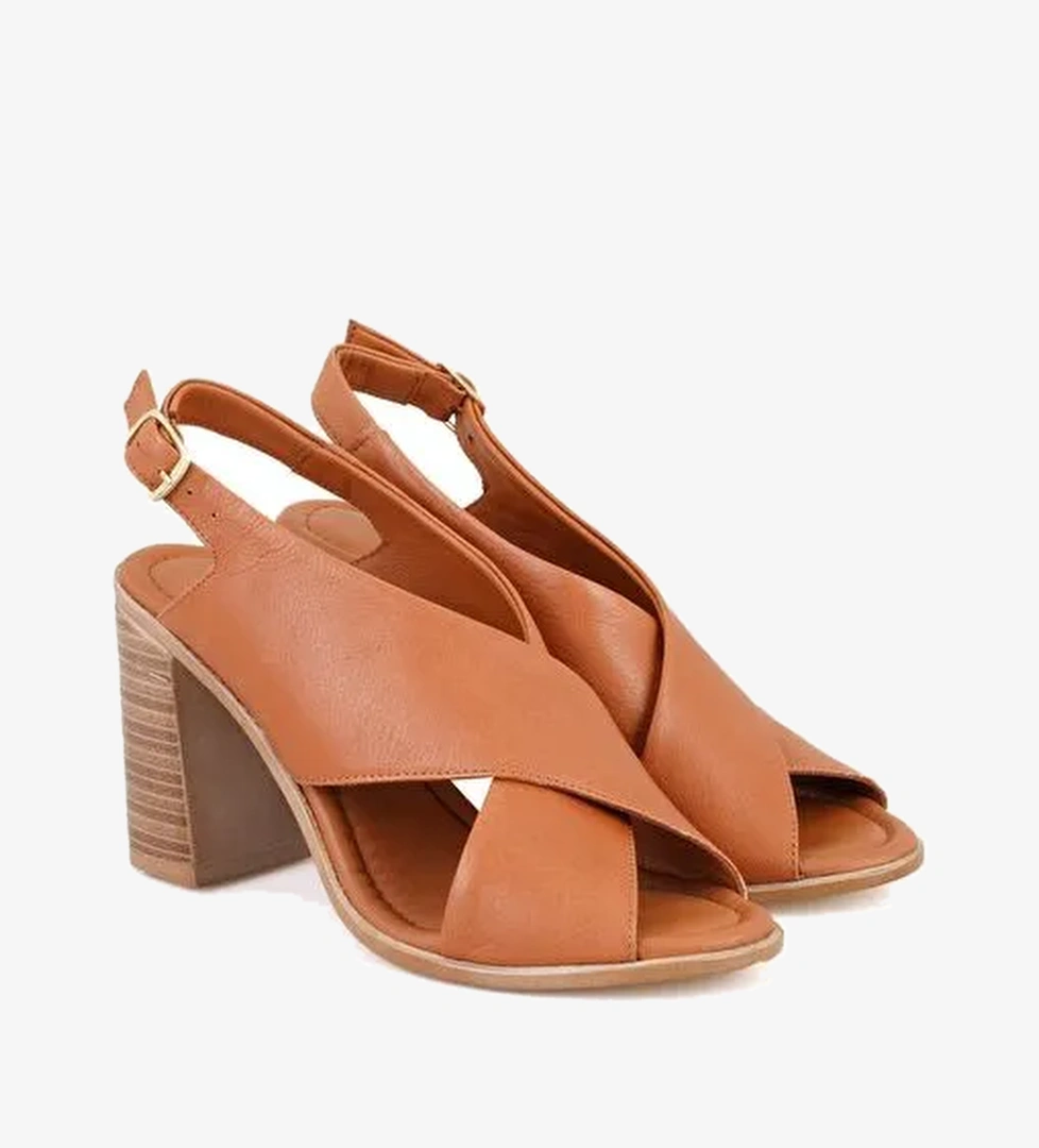 Desa Desa Kadın Taba Topuklu Deri Sandalet Boyner'de! Taba - 1. görsel