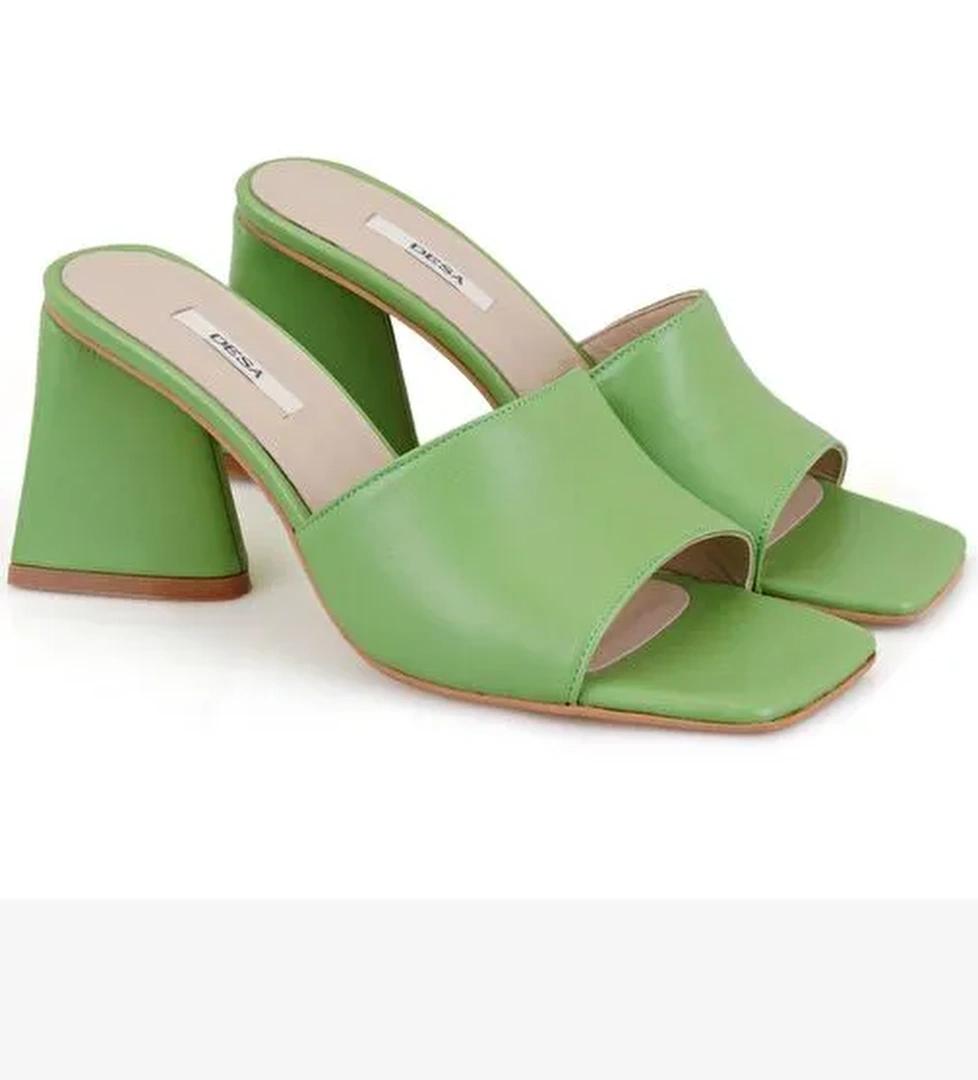 Desa Desa Kadın Yeşil Kalın Topuklu Deri Terlik Boyner'de! Yeşil - 1. görsel