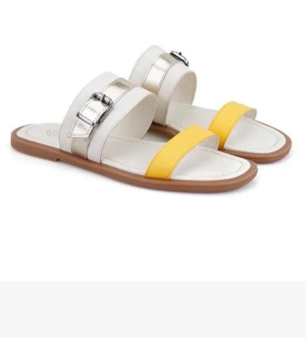 Desa Desa Çok Renkli Kadın Beyaz Ayarlanabilir Tokalı Deri Terlik Boyner'de! Çok Renkli - 1. görsel