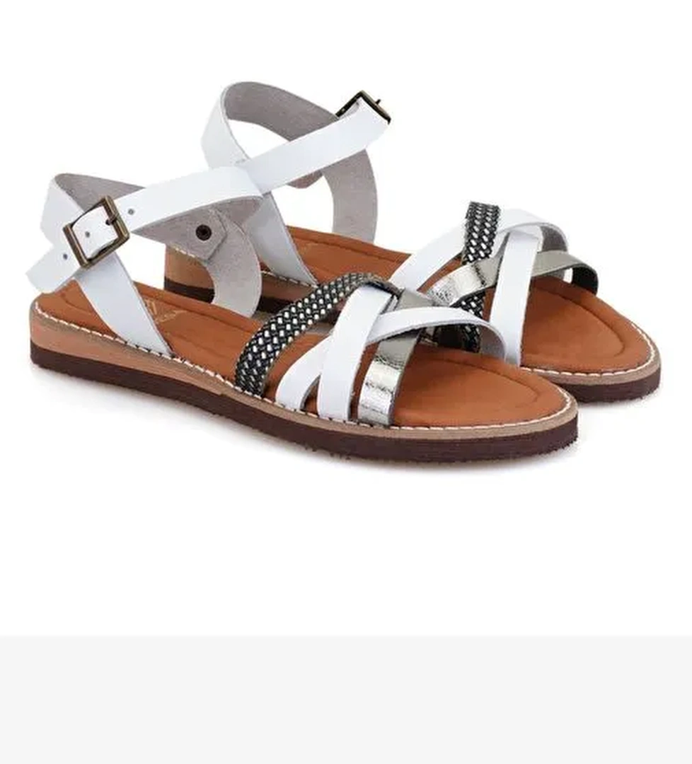 Desa Desa Çok Renkli Kadın Beyaz Ayarlanabilir Tokalı Deri Sandalet Boyner'de! Çok Renkli - 1. görsel