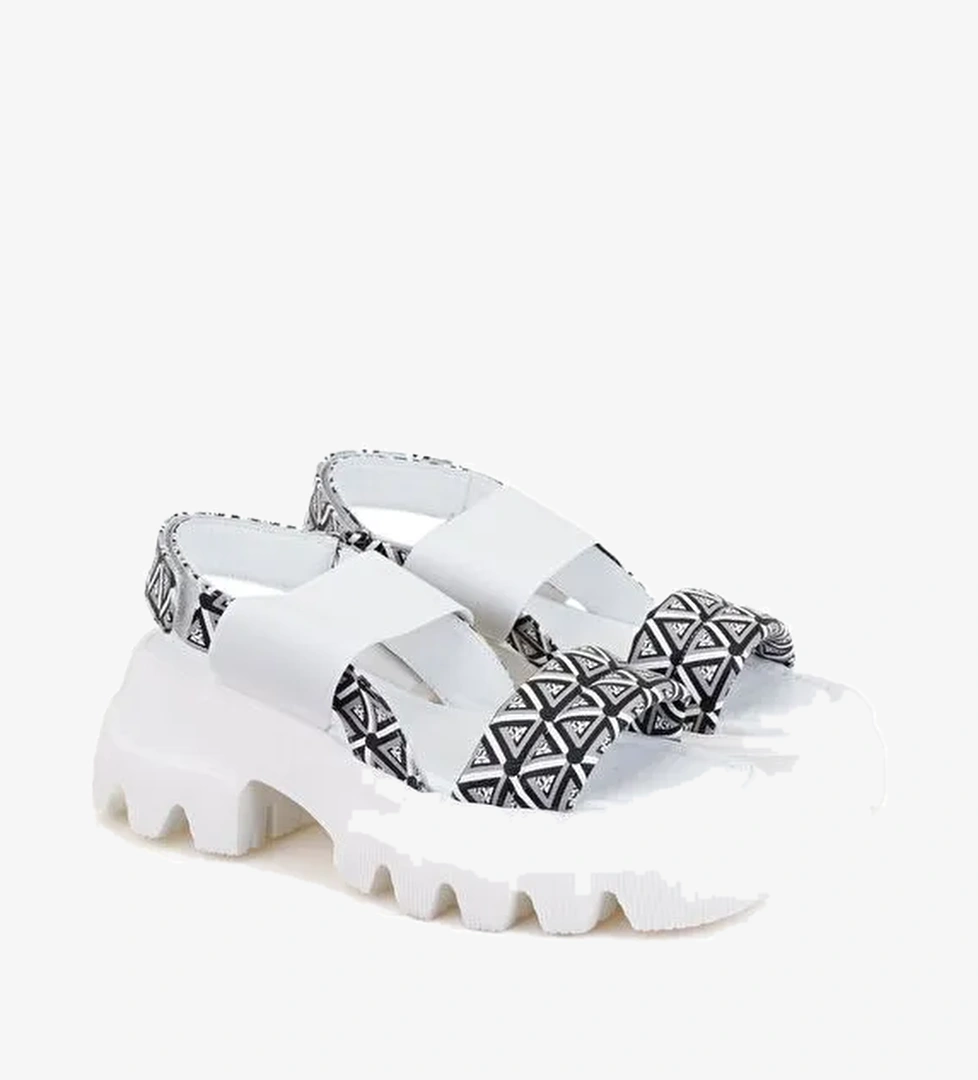 Desa Desa Kadın Beyaz Monogram Desenli Dolgu Topuklu Sandalet Boyner'de! Beyaz - 1. görsel