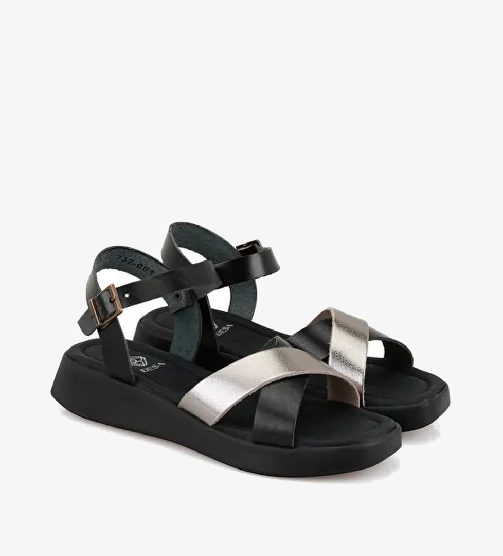 Desa Desa Çok Renkli Kadın Siyah Ayarlanabilir Tokalı Deri Sandalet Boyner'de! Çok Renkli - 1. görsel