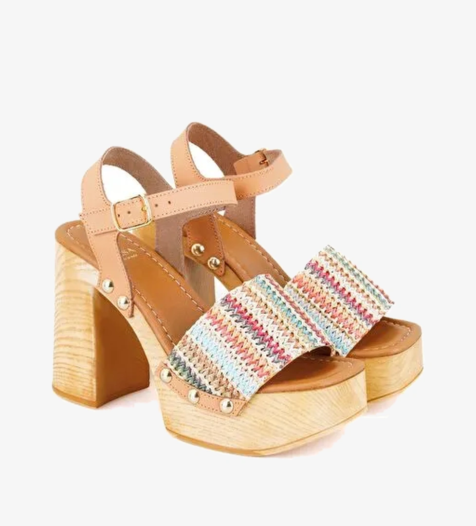 Desa Desa Kahverengi Kadın Hasır Örgülü Topuklu Sandalet Boyner'de! Kahverengi - 1. görsel