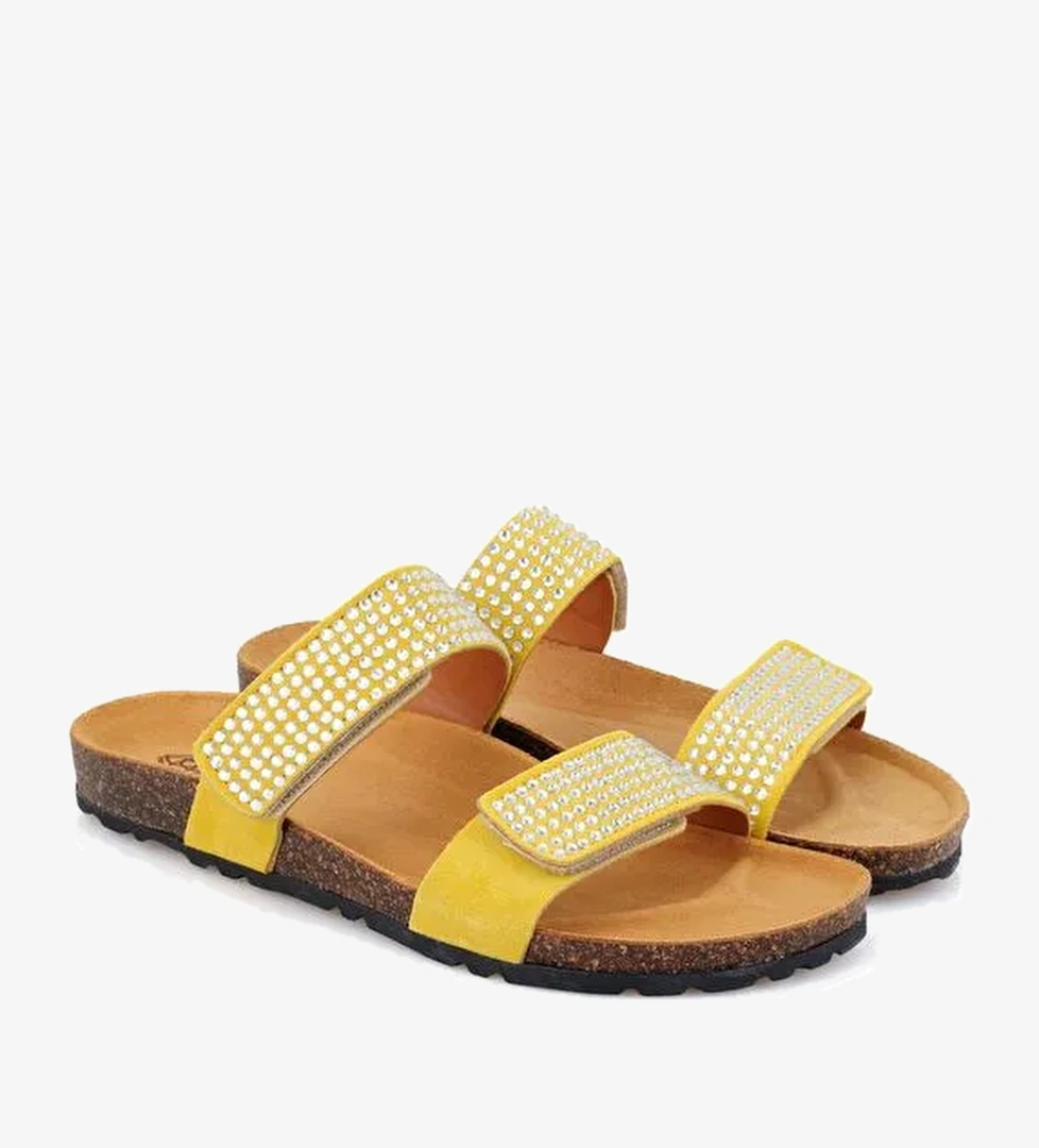 Desa Desa Kadın Sarı Cırt Cırtlı Süet Deri Terlik Boyner'de! Sarı - 1. görsel