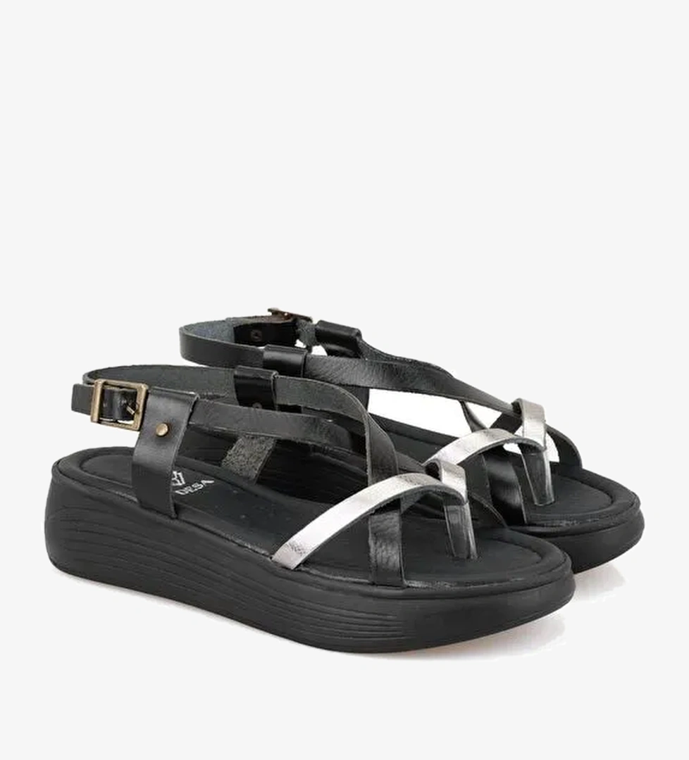 Desa Desa Çok Renkli Kadın Siyah Dolgu Tabanlı Deri Sandalet Boyner'de! Çok Renkli - 1. görsel