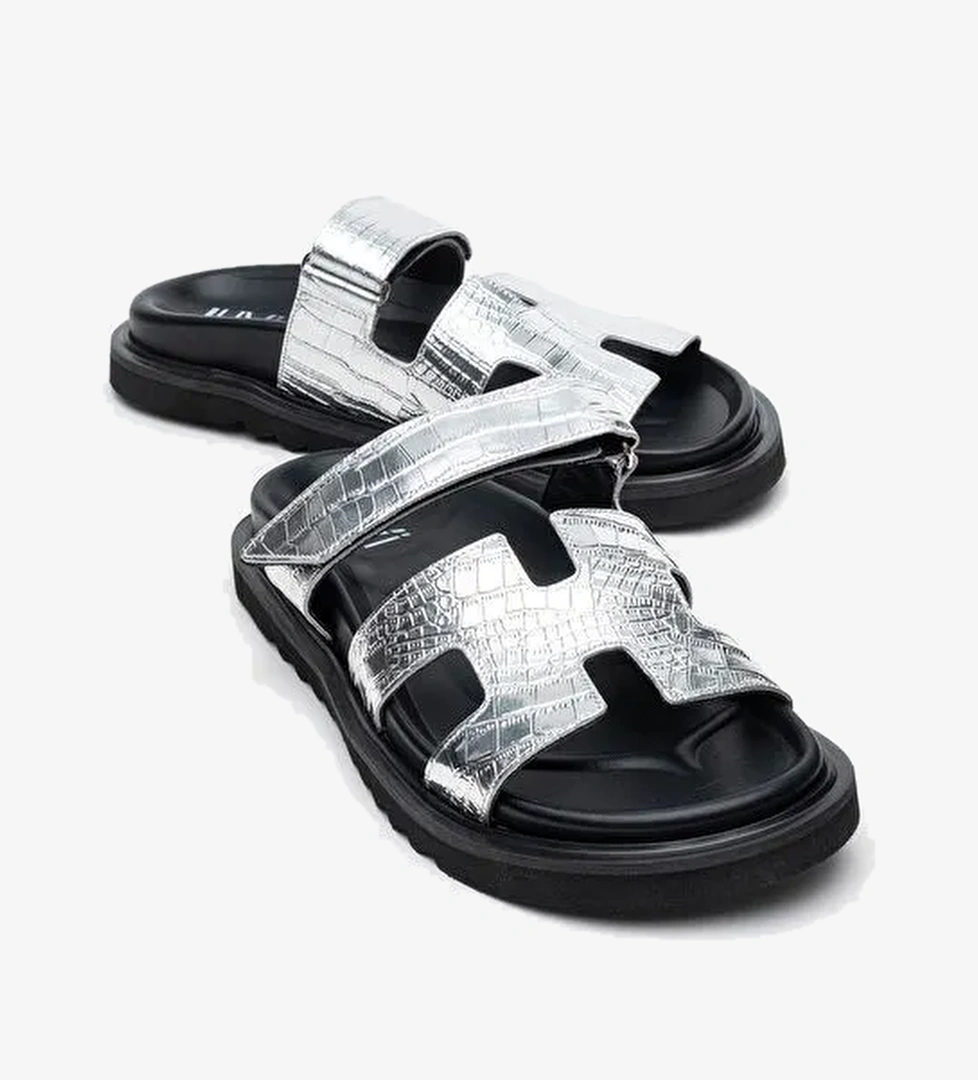 Luvi Shoes Luvi Shoes LOANA Gümüş Baskı Hakiki Deri Kadın Terlik Boyner'de! Gümüş - 1. görsel