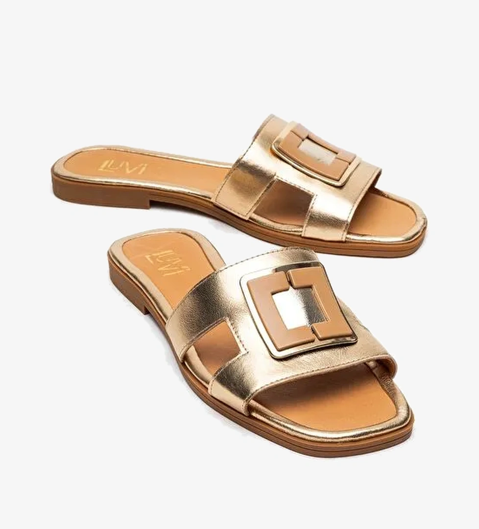Luvi Shoes Luvi Shoes MİLLİE Altın Hakiki Deri Tokalı Kadın Terlik Boyner'de! Altın - 1. görsel