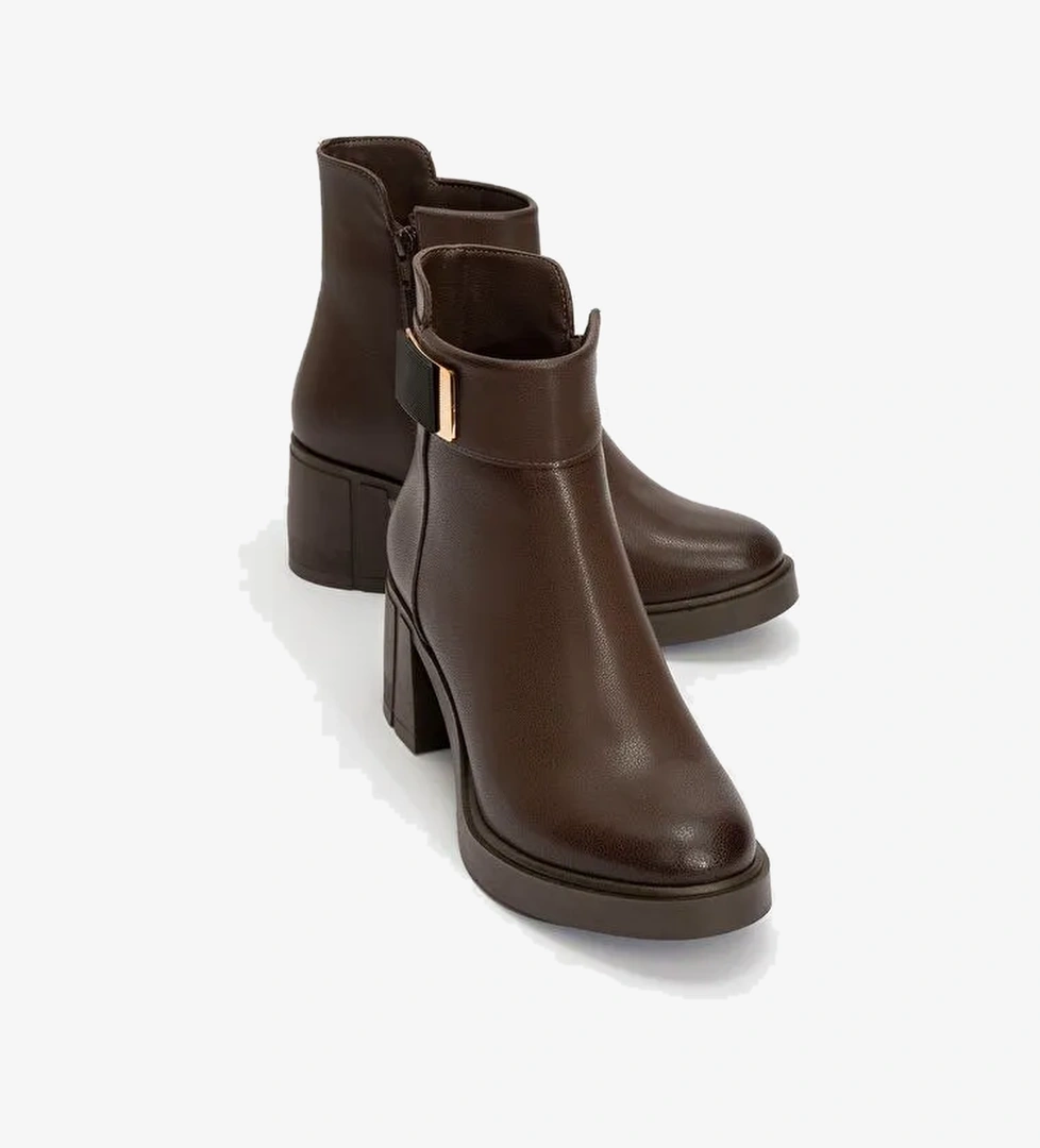 Luvi Shoes Luvi Shoes RASHE Kahverengi Tokalı Kadın Kalın Topuklu Bot Boyner'de! Kahverengi - 1. görsel