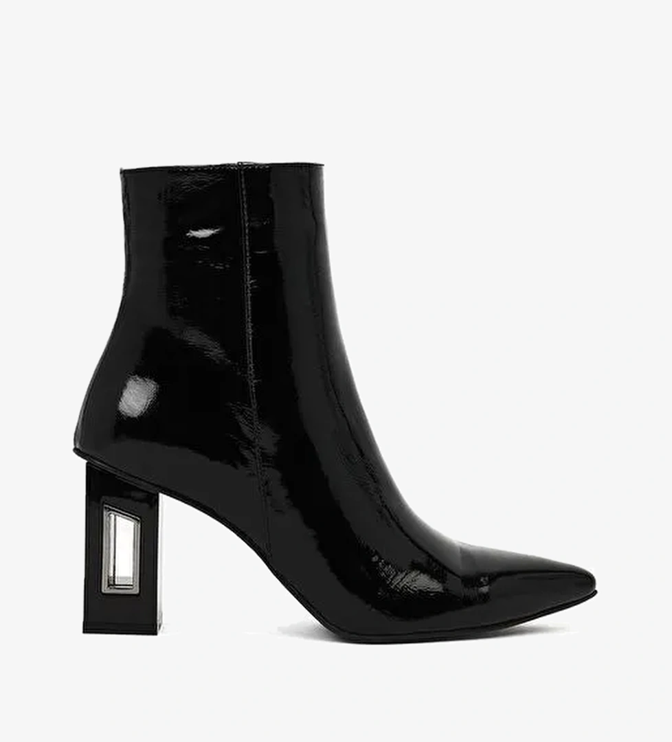 Derimod Derimod Kadın Siyah Fermuarlı Kalın Topuklu Rugan Deri Bot 25WFD130916 Boyner'de! Siyah - 1. görsel