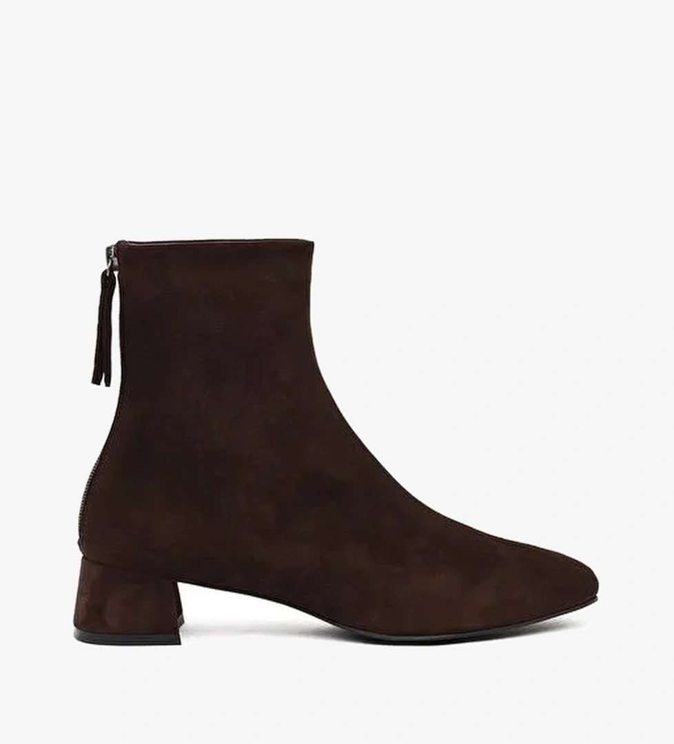 Derimod Derimod Kadın Kahverengi Fermuarlı Kısa Kalın Topuklu Süet Deri Bot 25WFD142210 Boyner'de! Kahverengi - 1. görsel