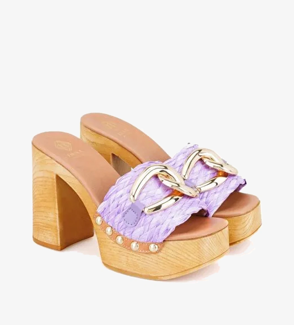 Desa Desa Mor Kadın Lila Platform Topuklu Hasır Terlik Boyner'de! Mor - 1. görsel