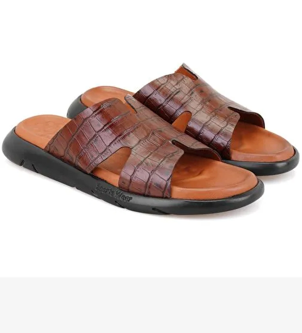 Desa Desa Fabiola Taba Erkek Kroko Baskılı Deri Terlik Boyner'de! Taba - 1. görsel