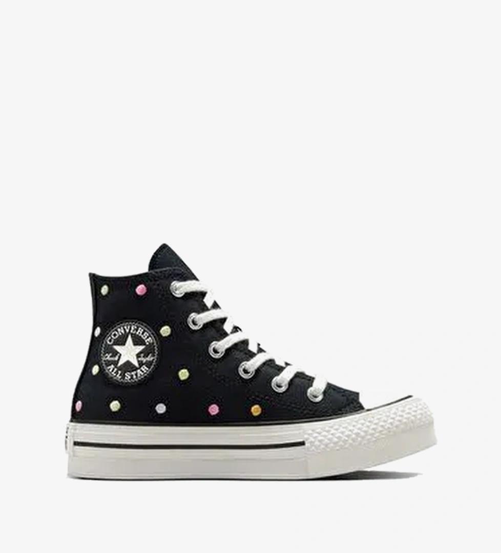 Converse Chuck Taylor All Star EVA Lift Polka Dots Çocuk Siyah Platform Sneaker