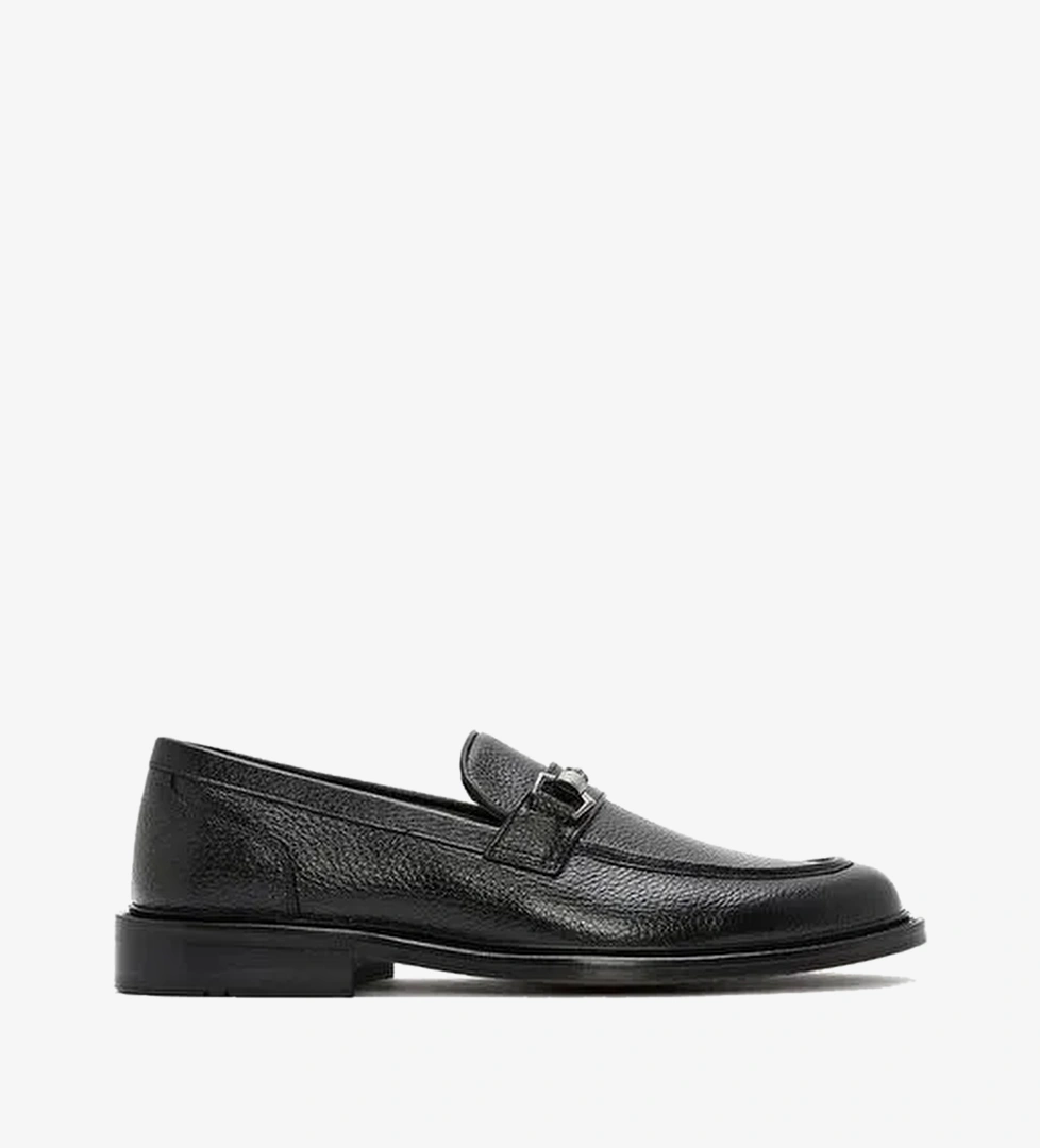 Erkek Siyah Tokalı Deri Klasik Loafer 26SFD6009FT