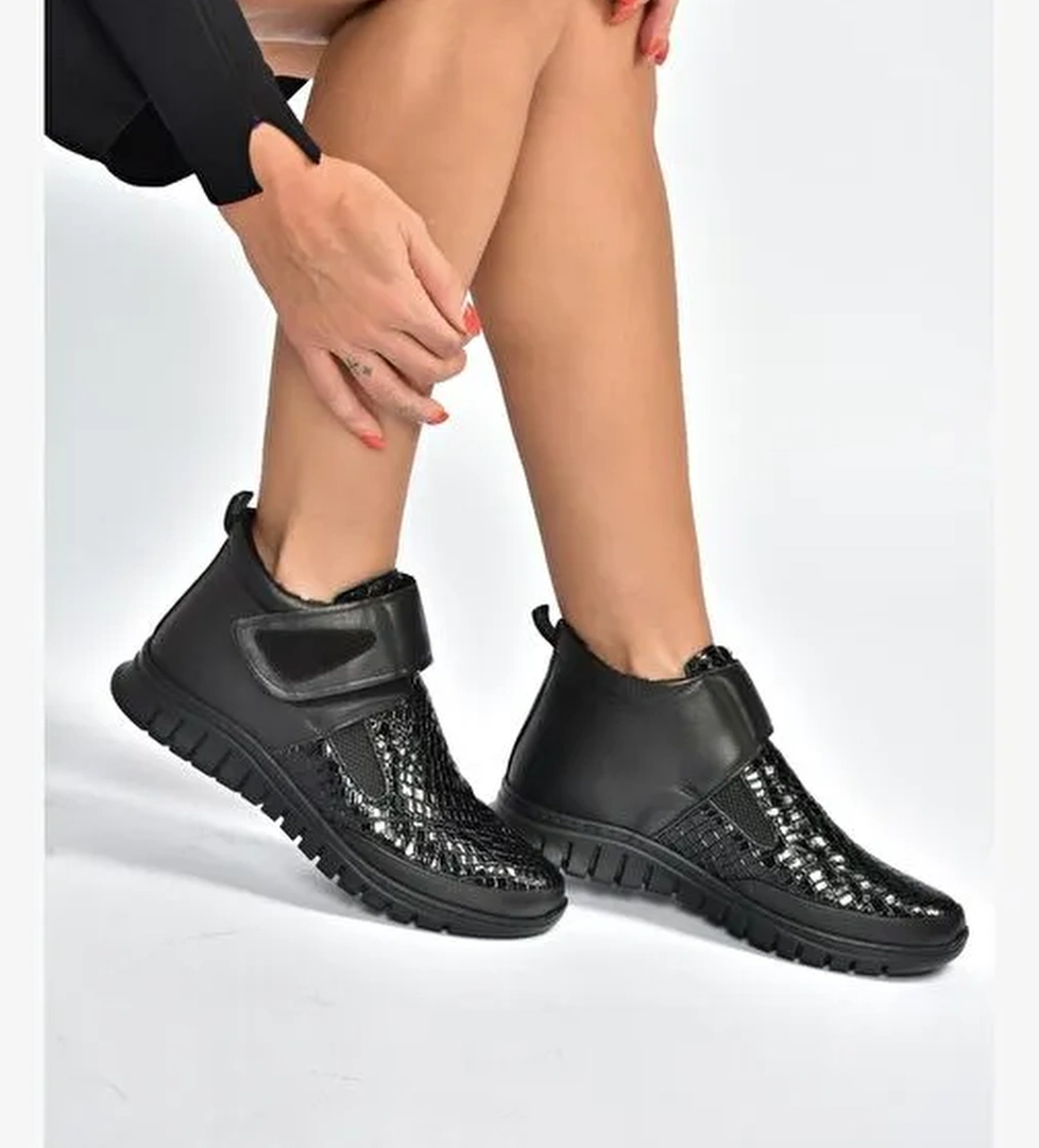 Fox Shoes Siyah Fox Shoes Kroko Baski