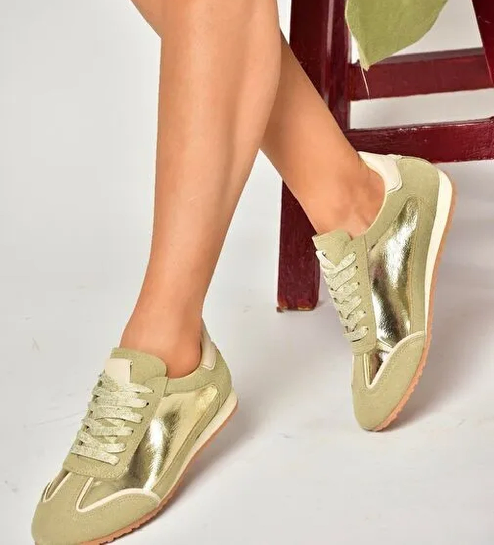 U820730509 Altın Kadın Spor Ayakkabı Sneakers