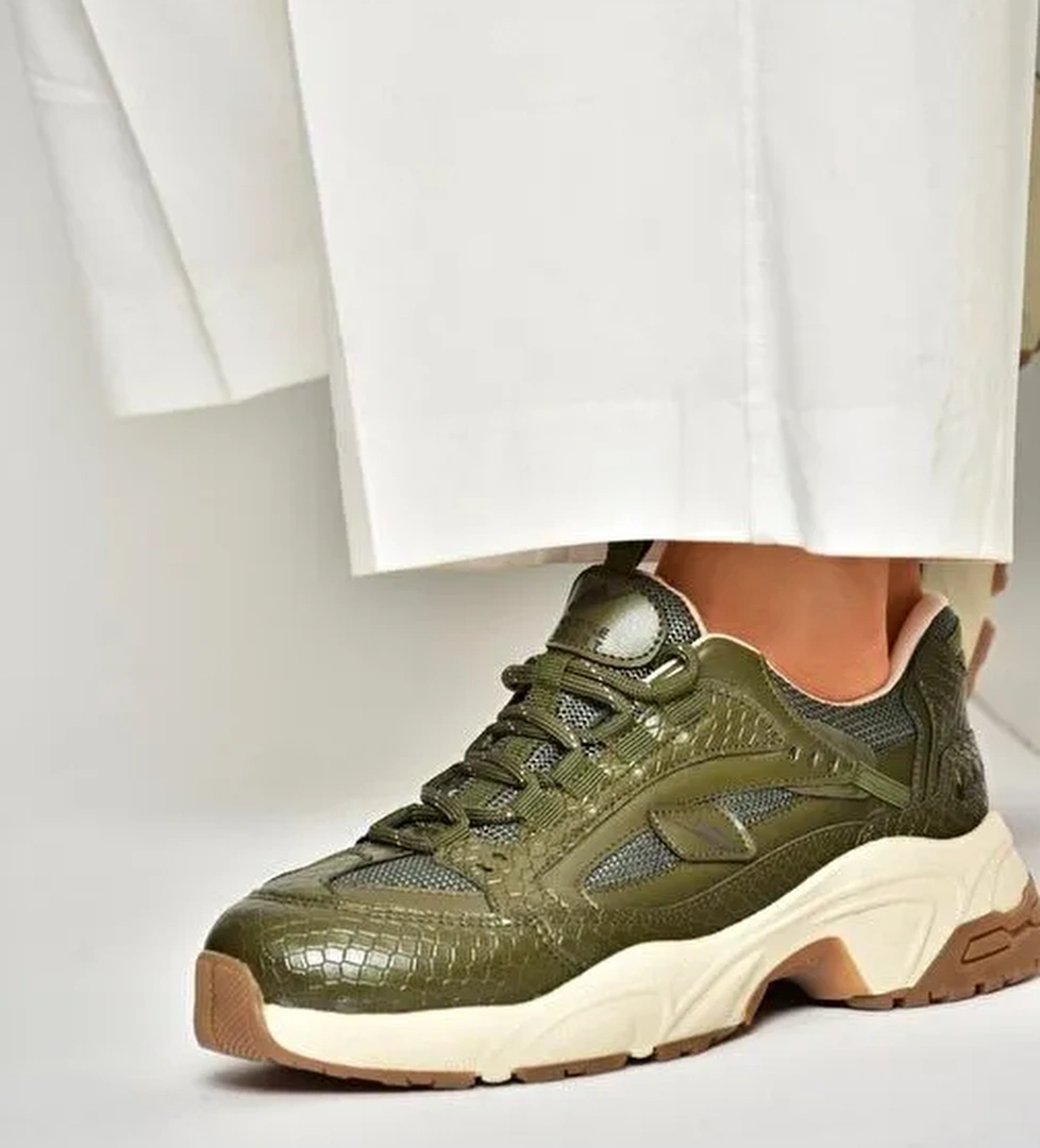 U312414209 Yeşil Kalın Tabanlı Spor Ayakkabı Sneakers