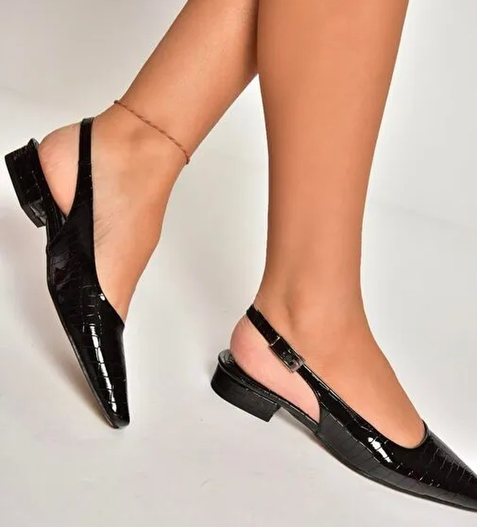 Fox Shoes Siyah Fox Shoes Kroko Baski