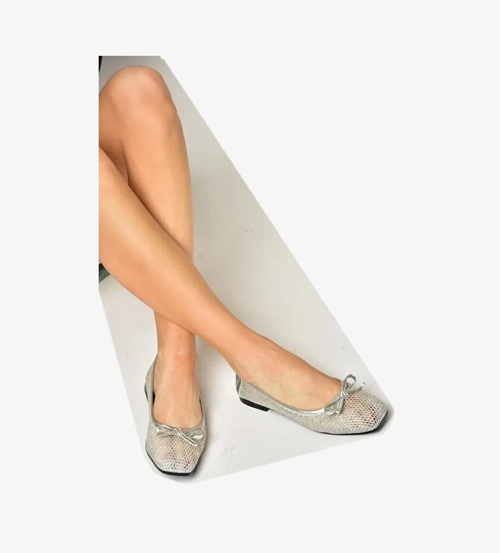 Fox Shoes Fox Shoes S476350115 Gümüş File Kadın Babet Boyner'de! Gümüş - 1. görsel