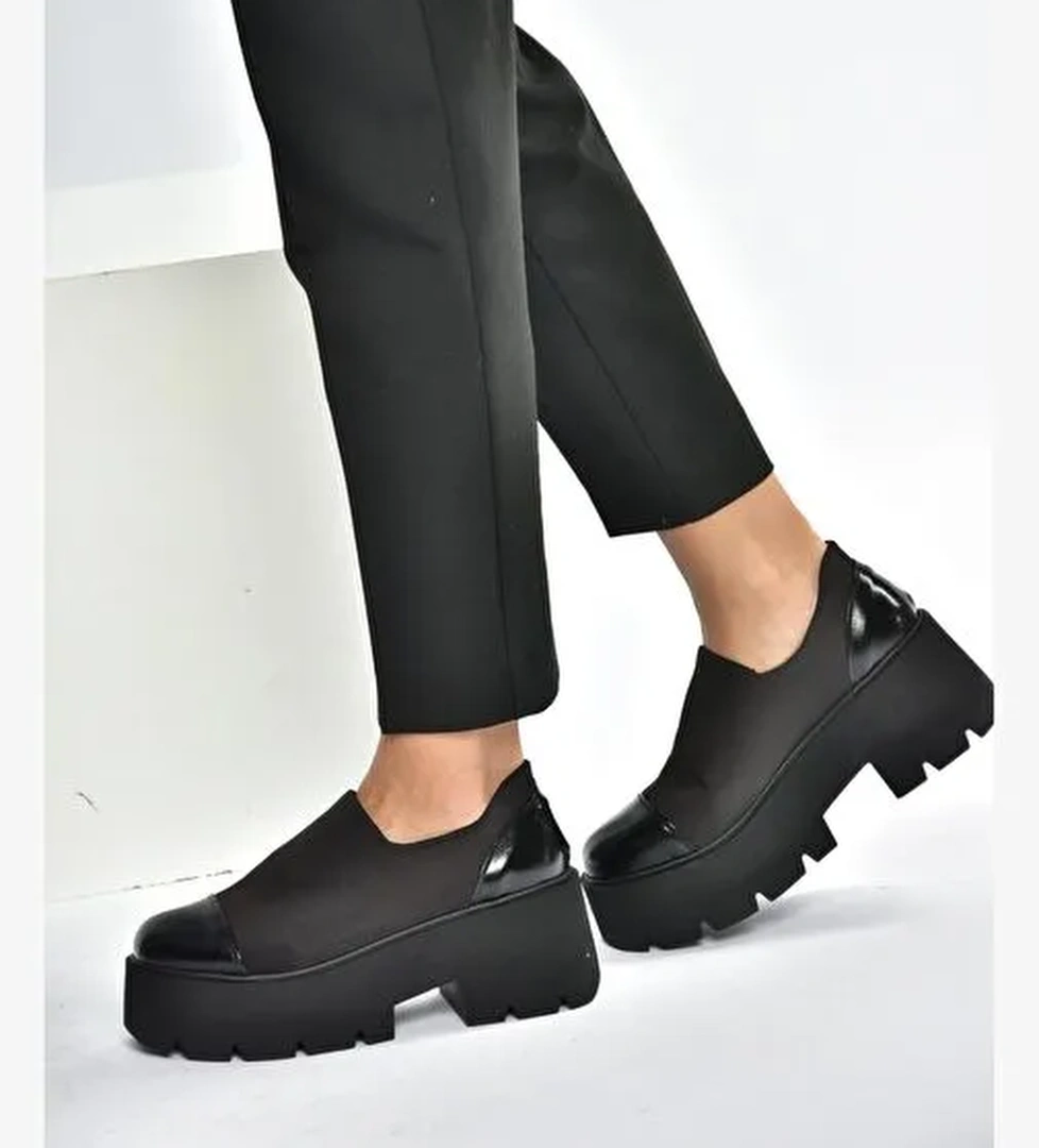 Fox Shoes Siyah Fox Shoes Kumaş Kalin