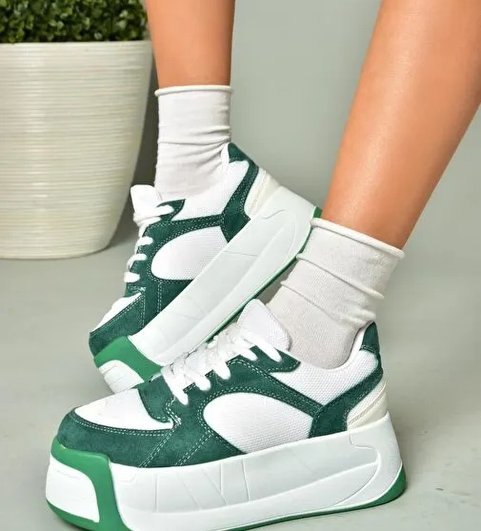 Fox Shoes Yeşil Beyaz Fox Shoes Süet Kalin