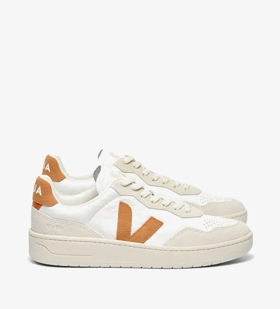 Veja Beyaz Kahve Erkek Deri Sneaker V-90 Leather