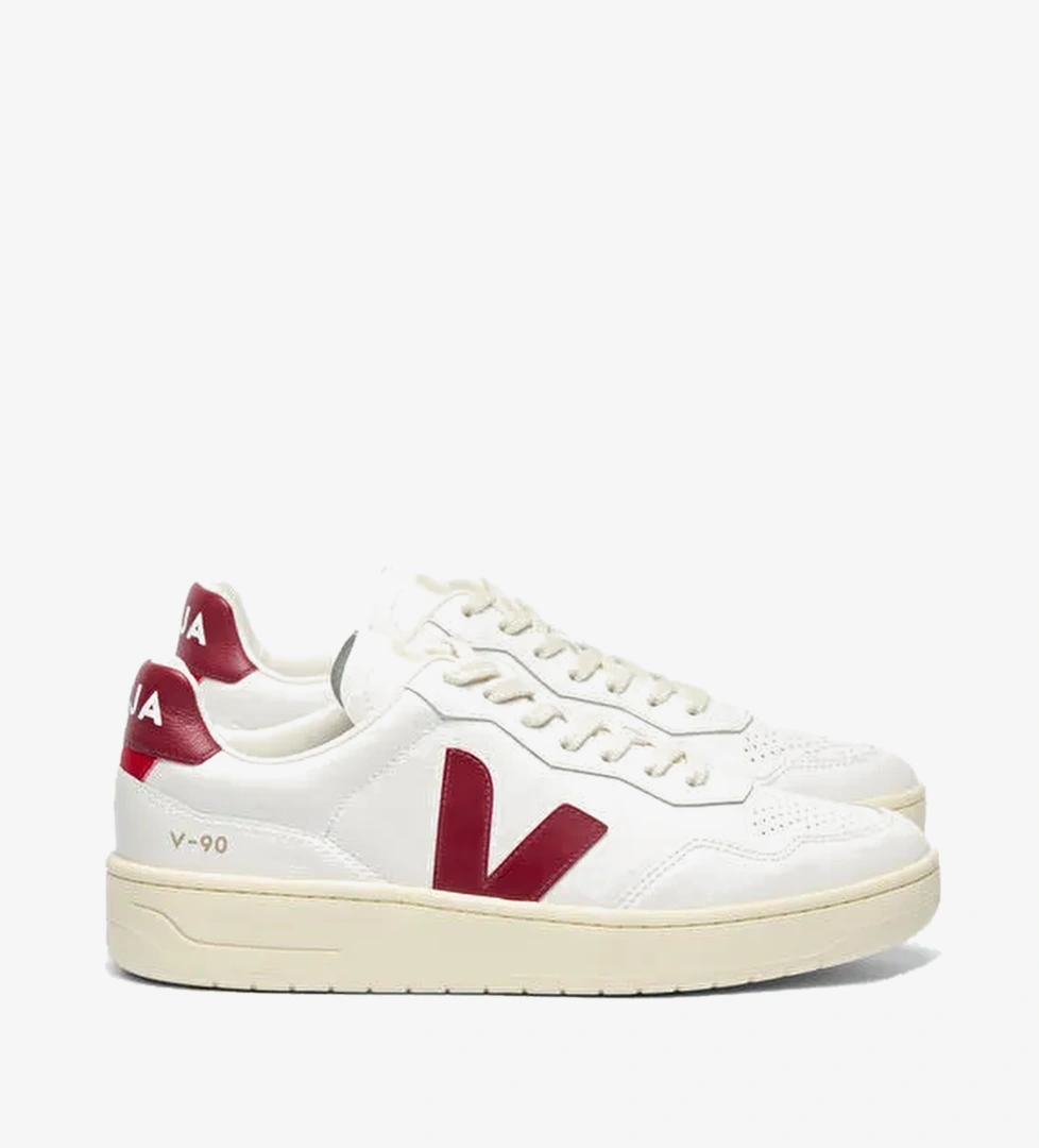 Veja Beyaz Kırmızı Erkek Deri Sneaker V-90 O.T. Leather