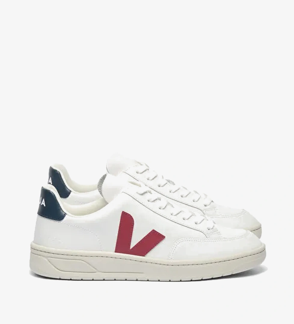 Veja Beyaz- Bordo- Lacivert Erkek Deri Sneaker V-12 Leather