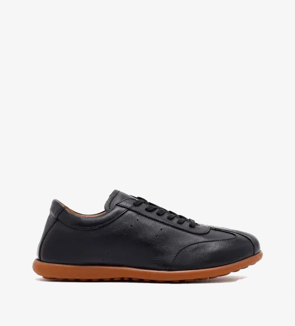 Erkek Siyah Bağcıklı Deri Sneaker 26SFD688518