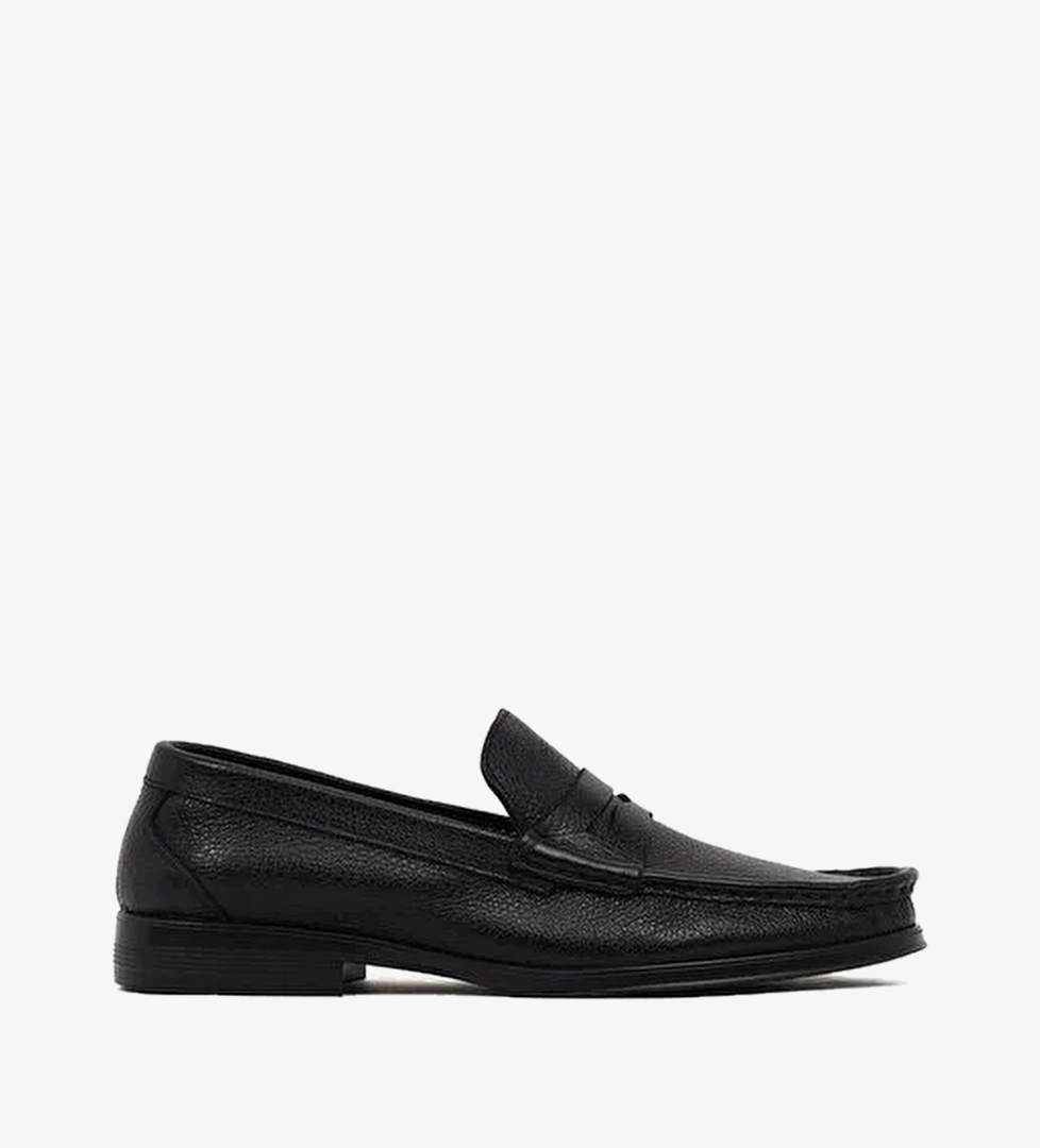 Erkek Siyah Deri Klasik Loafer 26SFD6016FT