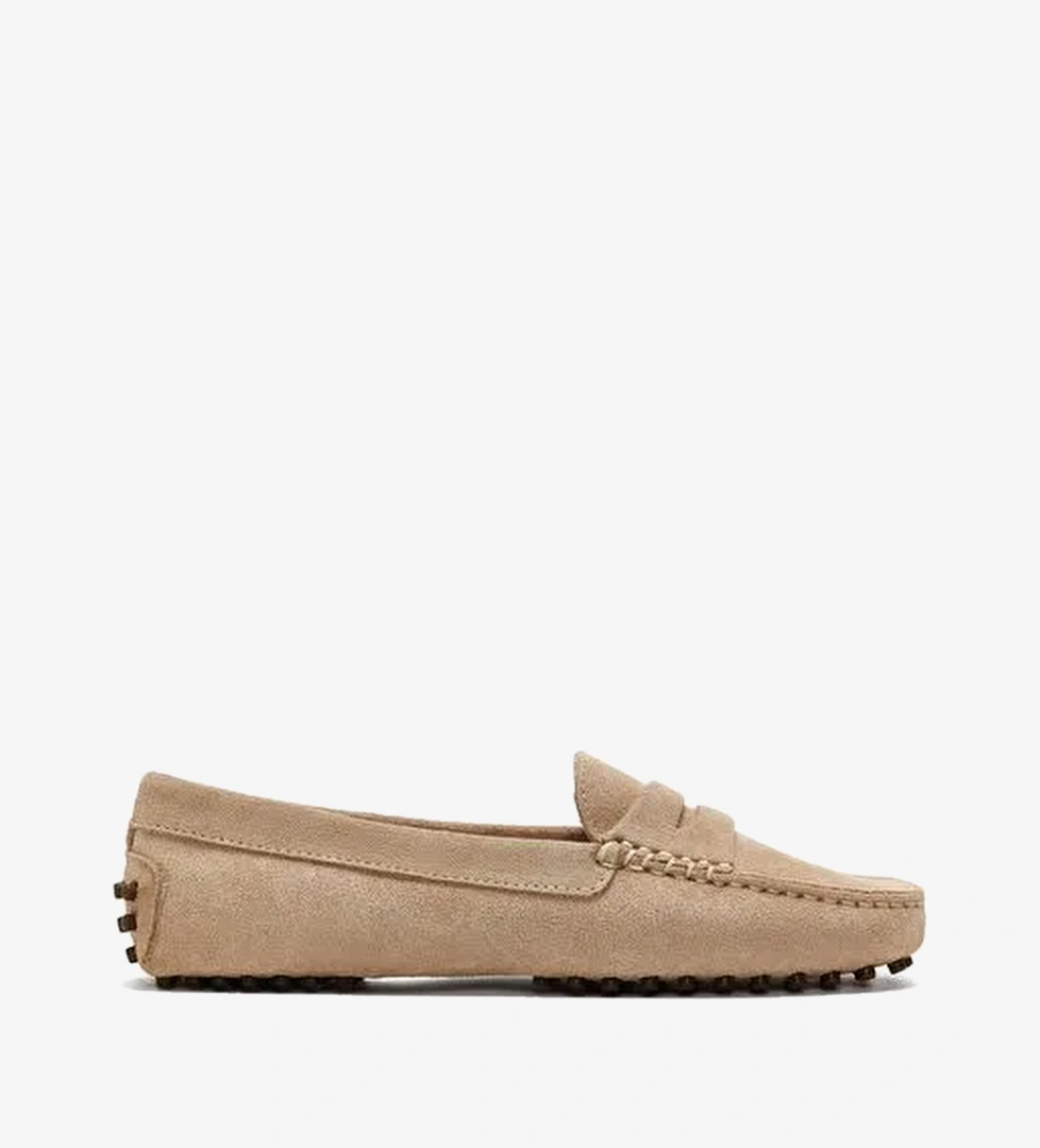 Kadın Bej Süet Deri Loafer 26PFD290210