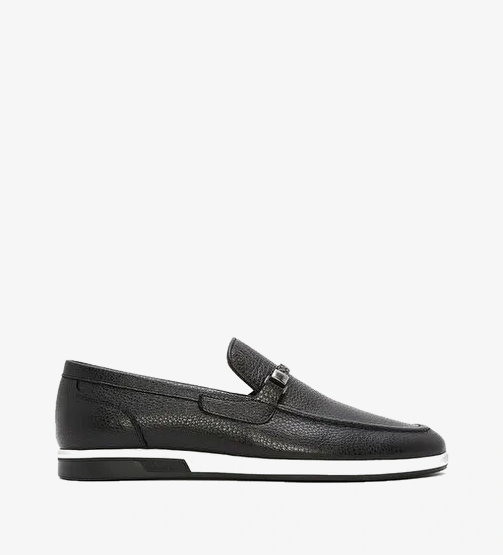 Erkek Siyah Deri Casual Loafer 26SFD6006FT