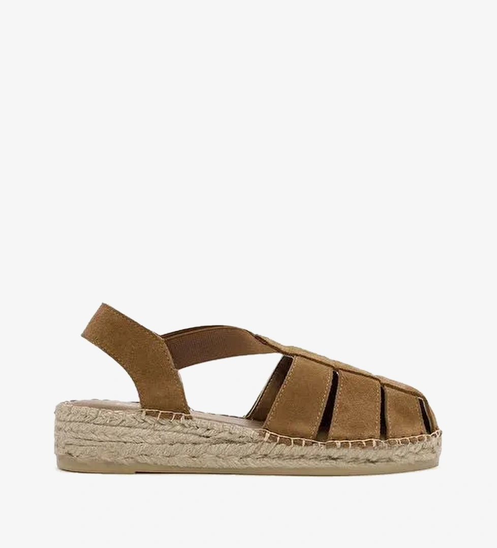Kadın Taba Süet Deri Espadril Sandalet 26SFD205510