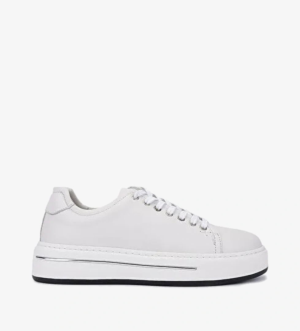 Tamer Tanca Erkek Hakiki Deri Kirli Beyaz Sneakers & Spor Ayakkabı