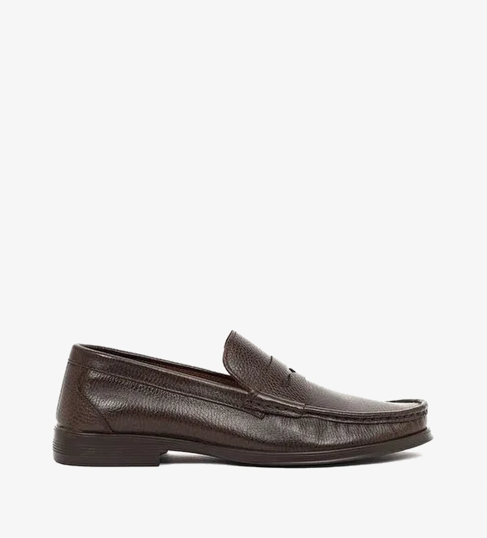 Erkek Kahverengi Deri Klasik Loafer 26SFD6016FT