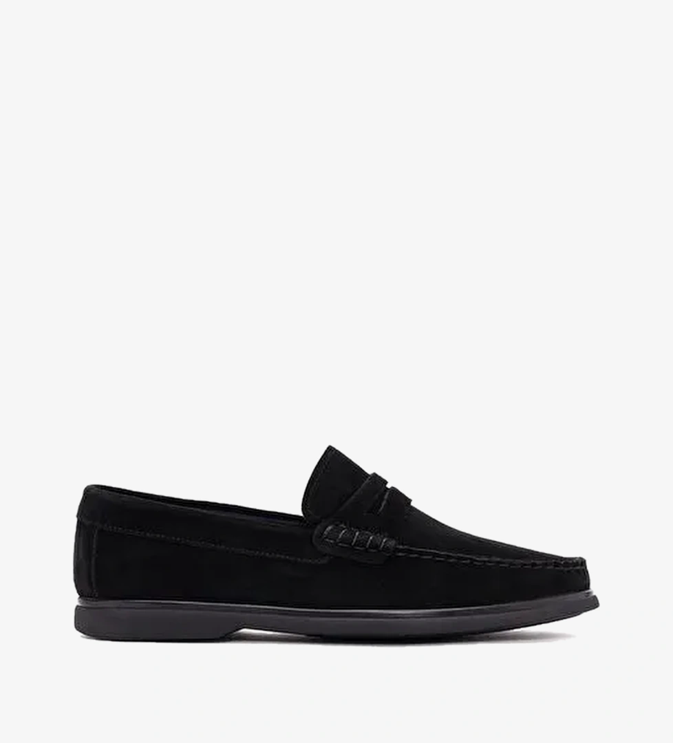 Erkek Siyah Süet Deri Loafer 26SFD632410