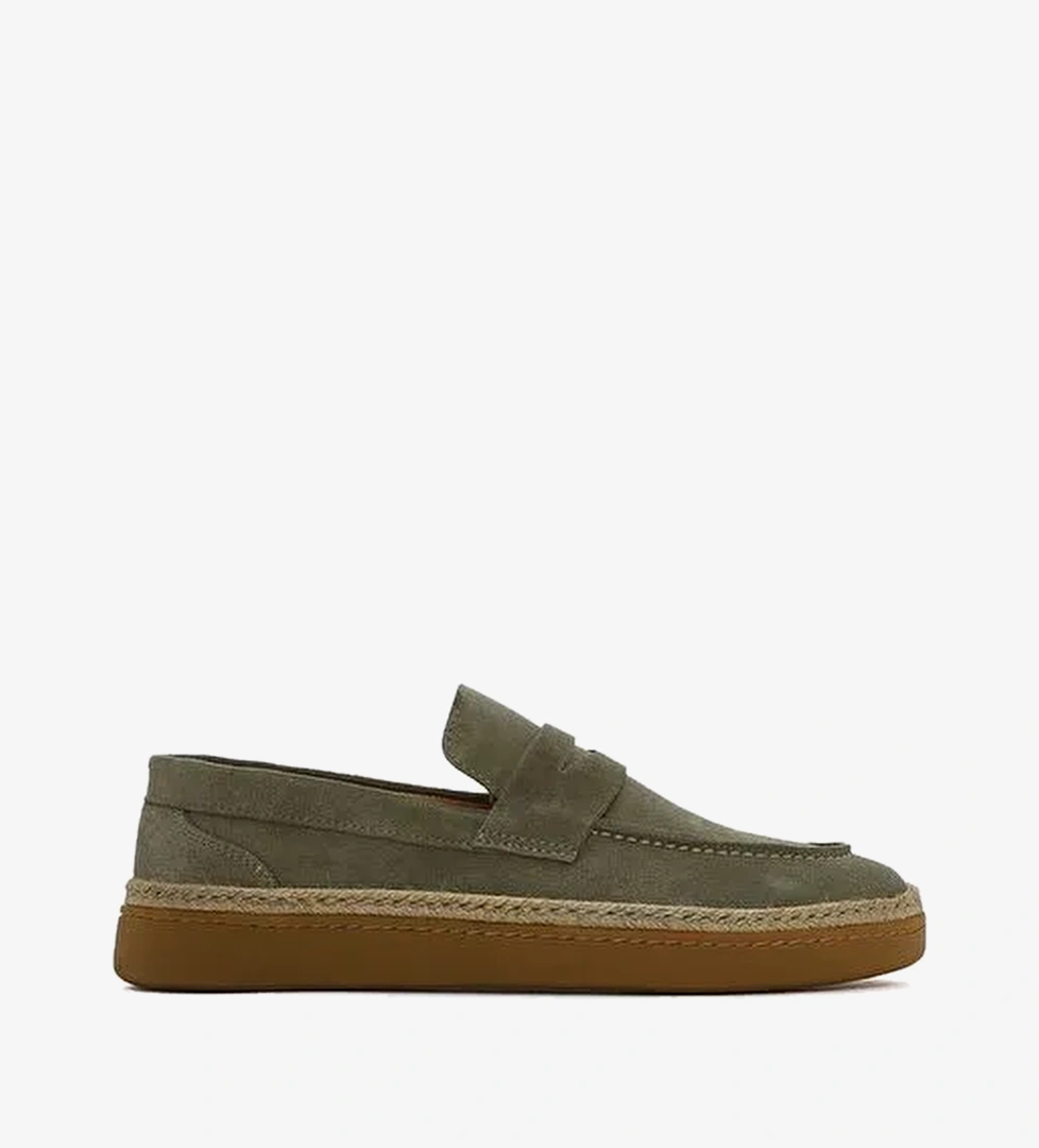 Erkek Haki Süet Deri Loafer 26SFD631810