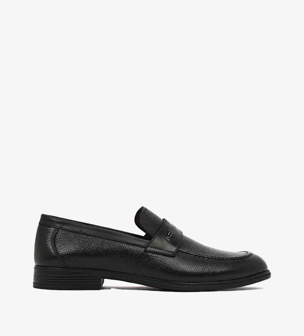Erkek Siyah Deri Klasik Loafer 26SFD6015FT