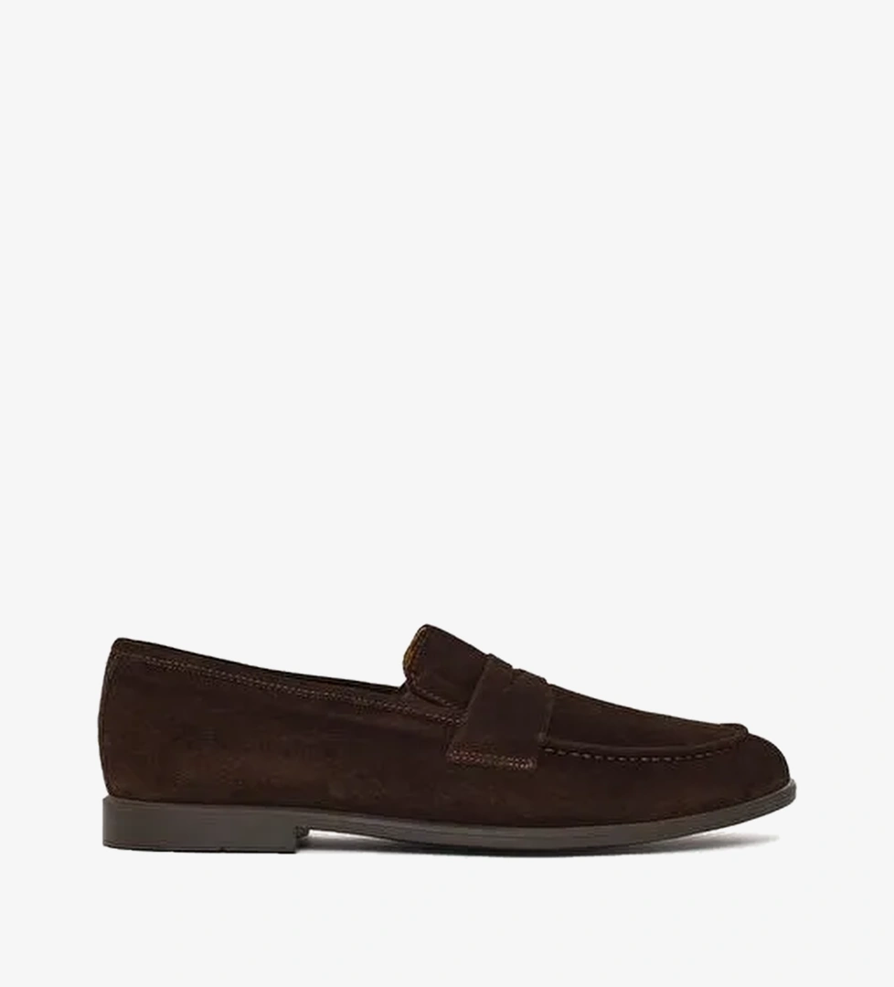 Erkek Kahverengi Süet Deri Loafer 26SFD790218