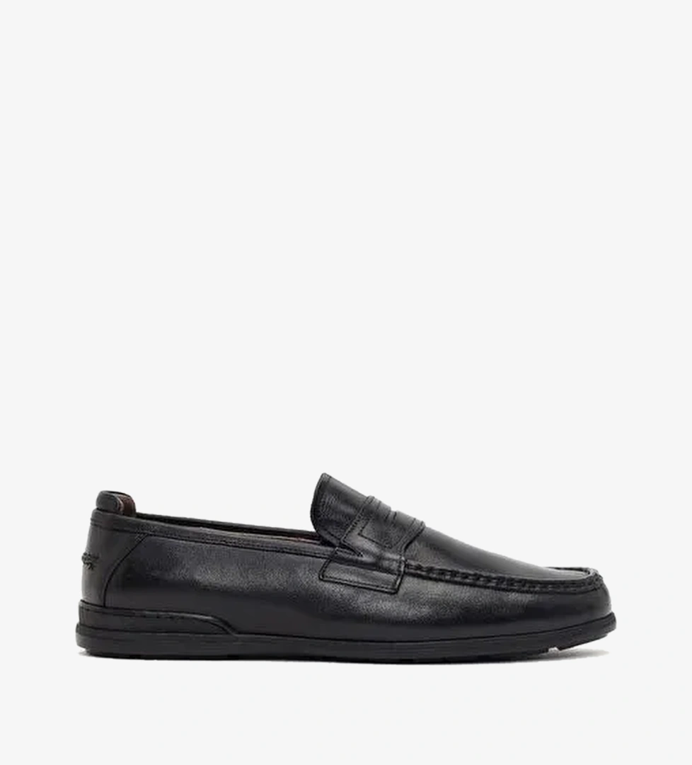 Erkek Siyah Deri Casual Loafer 26SFD602018