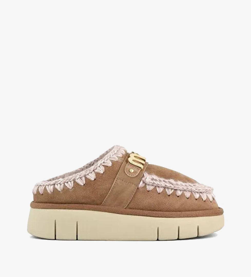 Kadın Terlik/ Panduf ( Ev ) MU.FW531001A PKBRO Mou Bounce clog metal logo Beige suede
