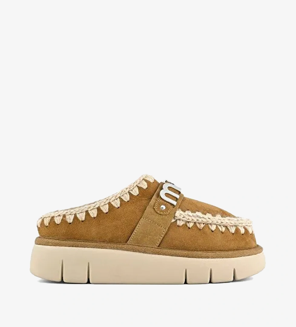MU.FW531009A Kadın Terlik/ Panduf ( Ev ) MU.FW531001A COG Mou Bounce clog metal logo Cognac