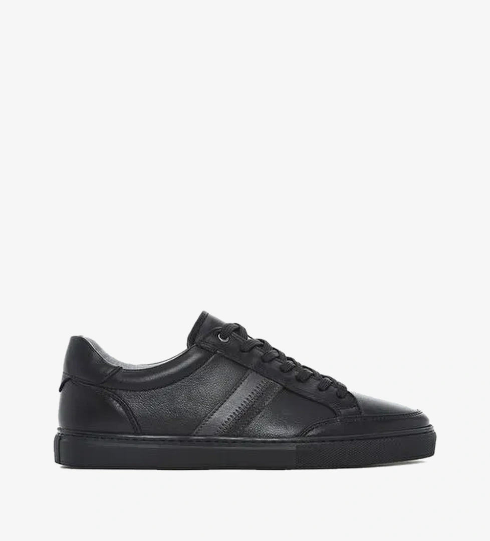 Erkek Siyah Bağcıklı Deri Sneaker 26SFD674618